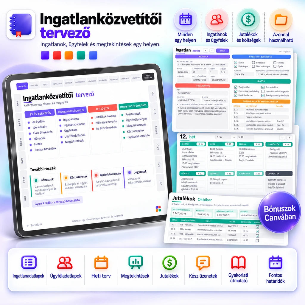 Ingatlanközvetítői Tervező